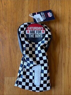 Checkered 'Saturdays Are For The Boys' Driver Headcover - Blie & White